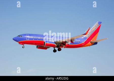 Un Boeing B737 di Southwest Airlines sull approccio finale Foto Stock