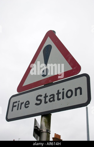 Fire Station road sign Foto Stock