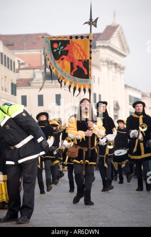 Il storico Grand Parade, il Gran Corteo Storico, 2008 del carnevale di Venezia dall'Hotel Danieli, Italia Foto Stock