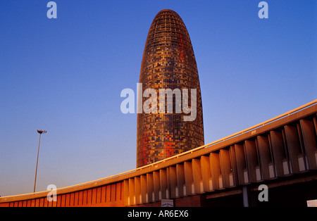 La Torre Agbar 142 m da Jean Nouvel Plaça de les Glòries Barcellona Catalonia Spagna Foto Stock