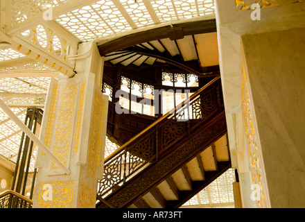 Vista interna del Chicago's "Rookery Building Architecture Foto Stock