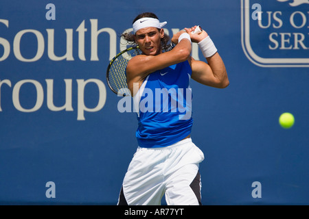 Rafael Nadal uno di ATP top i giocatori di tennis in azione a Cincinnati ATP in preparazione per gli US Open. Foto Stock