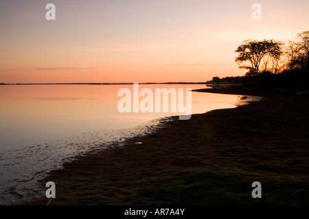 La Palude Salata in primavera. Strawberry Hill preservare in Ipswich, Massachusetts. Eagle Hill fiume. All'alba. Foto Stock