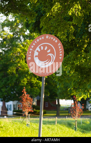 Blackstone River Valley sign in Grafton, Massachusetts. Foto Stock