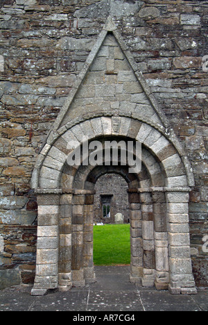 Portale romanico a Killeshin chiesa, Co Laois, Irlanda Foto Stock