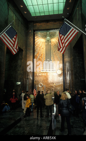 La lobby dell'Empire State Building, New York, Stati Uniti d'America. Foto Stock