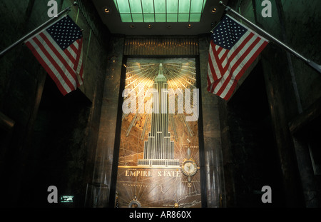 La lobby dell'Empire State Building, New York, Stati Uniti d'America. Foto Stock