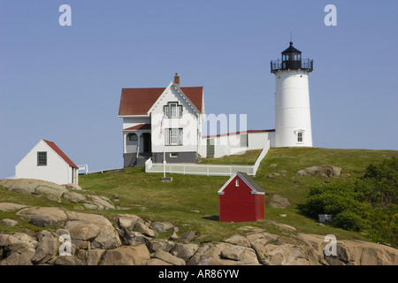 Nubble Luce faro York Beach, Maine Cape Neddick un pomeriggio estivo Foto Stock