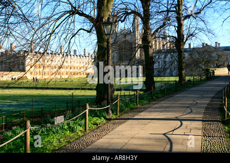 King's College di Cambridge sentiero attraverso la zona spalle molla cambridgeshire Inghilterra Foto Stock