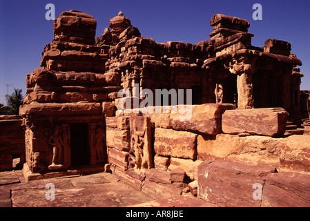 Il Tempio di Lad Khan dedicato a Shiva costruito nel 5 ° secolo dai re della dinastia Chalukya ad Aihole nel distretto di Bagalkot di Karnataka India Foto Stock