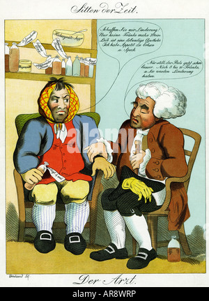 Medicina, medici, caricatura, 'il medico', stampa, 1913, dopo disegno di George Woodward (1760 - 1809), Foto Stock