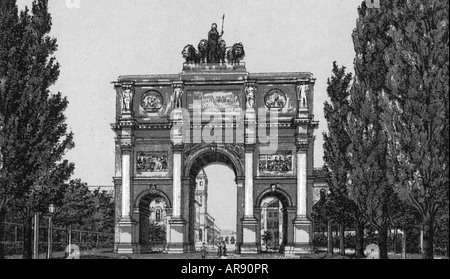 Geografia / viaggio, Germania, Monaco di Baviera, monumenti, Siegestor, costruito 1843 - 1852, Foto Stock