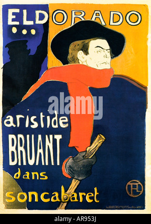 Eldorado Aristide Bruant 1892 poster in stile Liberty di Henri de Toulouse Lautrec per il suo amico l'artista e l'impresario del cabaret parigino Foto Stock