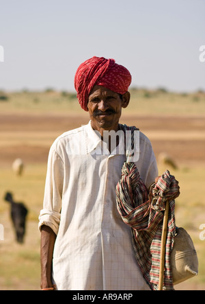 Indian pastore - deserto di Thar, Rajasthan, India Foto Stock