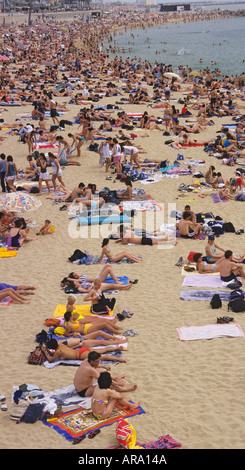 Spagna Catalunya Barcellona Platja de la Nova Icaria beach Foto Stock