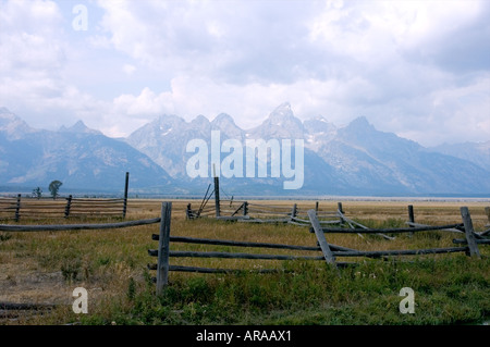 Grand Teton Nation Park, Wyoming USA., Corral vicino Mormon Row Foto Stock