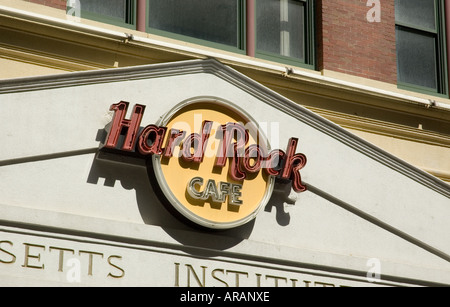 Segno per Hard Rock Cafe in Boston Massachusetts Foto Stock