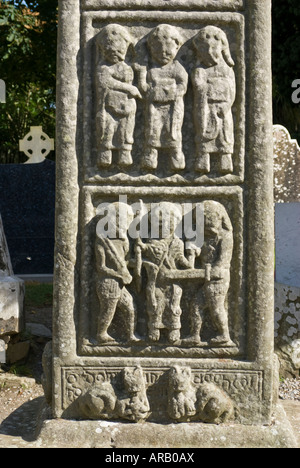 Dettaglio del lato ovest della Croce Muiredach, Monasterboice, nella contea di Louth, Irlanda Foto Stock