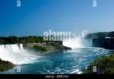 Cascate del Niagara Ontario Canada mostra Canadese che Americano delle Cascate Foto Stock