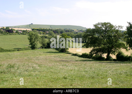 Vista da Wanborough verso Liddington collina vicino a Swindon Wiltshire Foto Stock