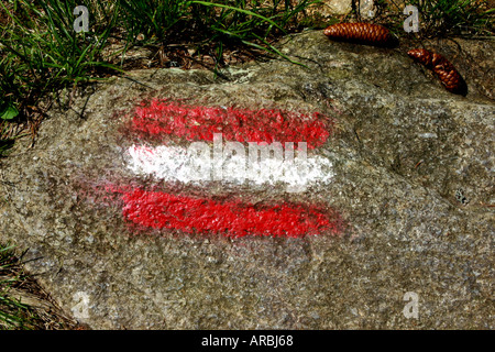 Rosso-bianco-rosso su una pietra Foto Stock