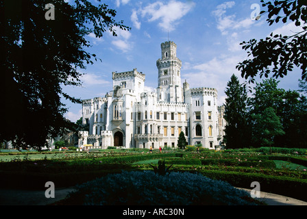 Il Castello di Hluboka, Hluboka, Boemia del Sud, Repubblica Ceca, Europa Foto Stock