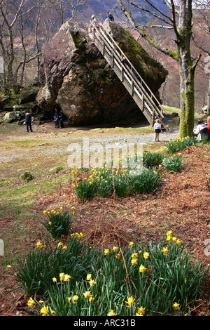 La pietra Bowder Borrowdale Lake District Foto Stock