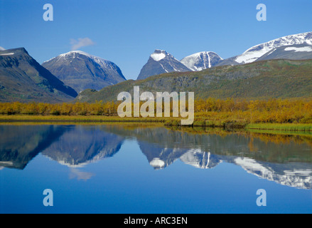 Mt. Kebnekaise, la Svezia e la montagna più alta (2117m), Laponia World Heritage Site, Lappland, Svezia, Scandinavia, Europa Foto Stock