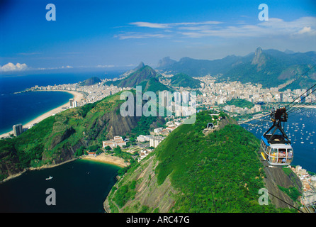 Rio e la spiaggia di Copacabana dal Pao de Acucar (Sugar Loaf), Rio de Janeiro, Brasile Foto Stock
