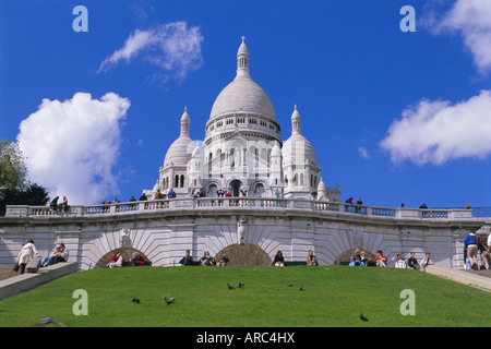 Basilica del Sacré Coeur e Montmartre, Parigi, Francia, Europa Foto Stock