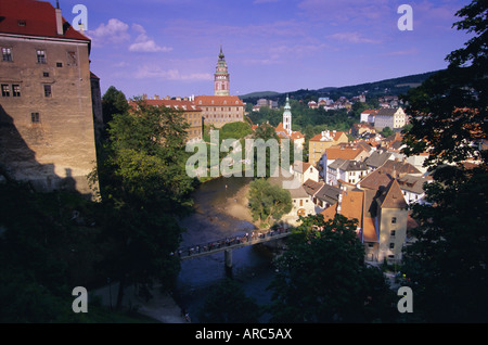 Round Tower, il Castello di Krumlov, Cesky Krumlov, Sito Patrimonio Mondiale dell'UNESCO, Boemia del Sud, Repubblica Ceca, Europa Foto Stock