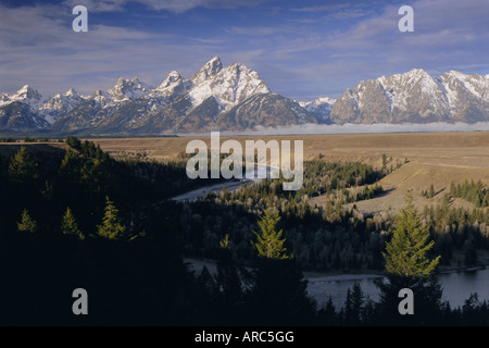 Snake River e la Tetons, Grand Teton National Park, Wyoming USA, America del Nord Foto Stock