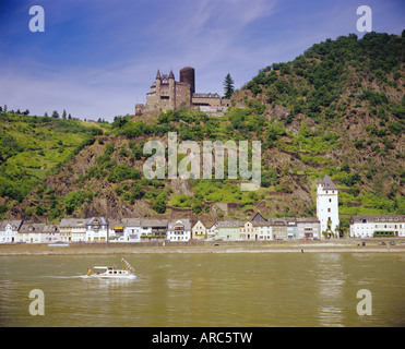 Lorelei Rock, San Goarshausen, Reno, Renania-Palatinato, Germania, Europa Foto Stock