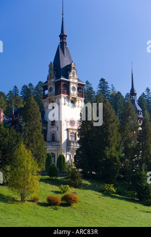 Il Castello di Peles, il Royal Palace, Sinaia, Carpazi, Transilvania, Romania Foto Stock