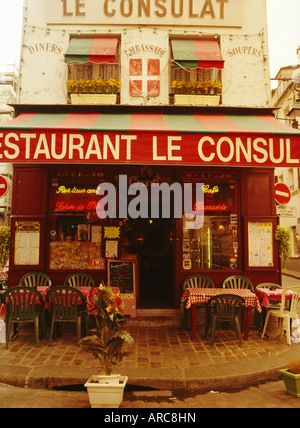 Il cafe ristorante, Montmartre, Parigi, Francia, Europa Foto Stock