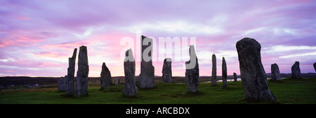 In piedi pietre di Callanish, isola di Lewis, Ebridi Esterne, Scotland, Regno Unito, Europa Foto Stock