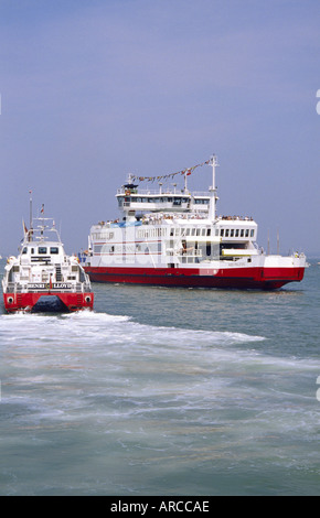 Imbuto Rosso traghetto per auto e catamarano a Cowes Isle of Wight England Regno Unito Foto Stock