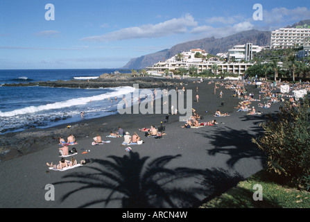 Spiaggia, Playa de la Arena, Tenerife, Isole Canarie, Spagna, Atlantico, Europa Foto Stock