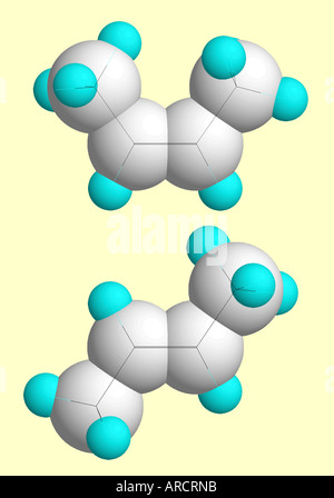 Il modello molecolare dimostrando cis-trans isomerismo in chimica (chiamato anche isomeria geometrica). Foto Stock