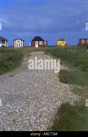 Spiaggia di capanne, Aeroskobing, isola di Aero, Danimarca, Scandinavia, Europa Foto Stock