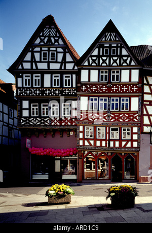 Bad Orb, Hauptstraße, Fachwerkhäuser Foto Stock