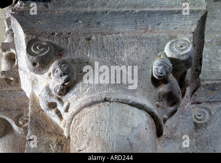 Tollevast, Pfarrkirche Saint-Martin, Kämpfer am Chorgewölbe Foto Stock