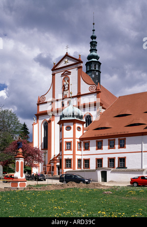 Panschwitz-Kuckau bei Kamenz, Kloster Marienstern, Barocke Westfassade Foto Stock