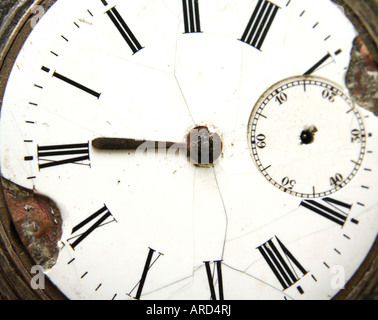 Immagine macro di un antico orologio da tasca Foto Stock