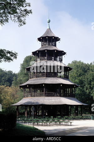 München, Englischer Garten, Chinesischer Turm Foto Stock