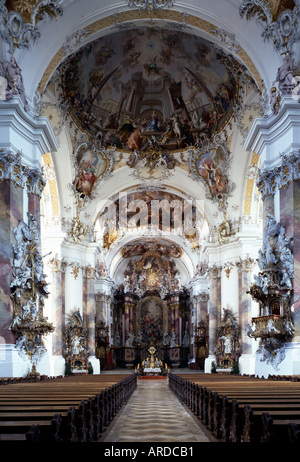 A Ottobeuren, Klosterkirche, Blick nach Osten Foto Stock