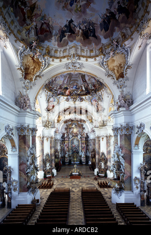 A Ottobeuren, Klosterkirche, Blick nach Osten Foto Stock