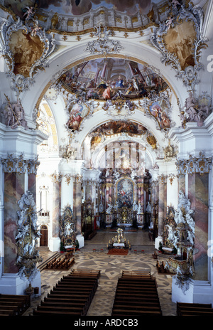 A Ottobeuren, Klosterkirche, Blick nach Osten Foto Stock