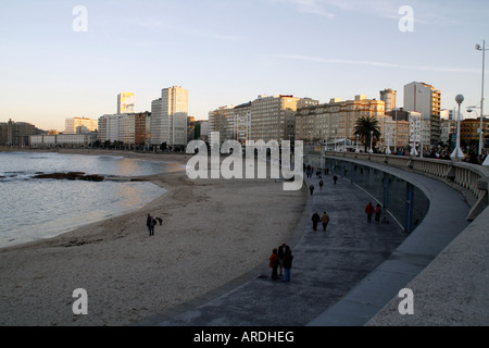 Playa Riazor, La Coruña, Spagna Foto Stock