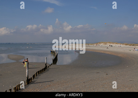 Il delicato dal punto di vista ambientale di sputo di dune di sabbia all'ingresso al porto di Chichester noto come testata est Foto Stock